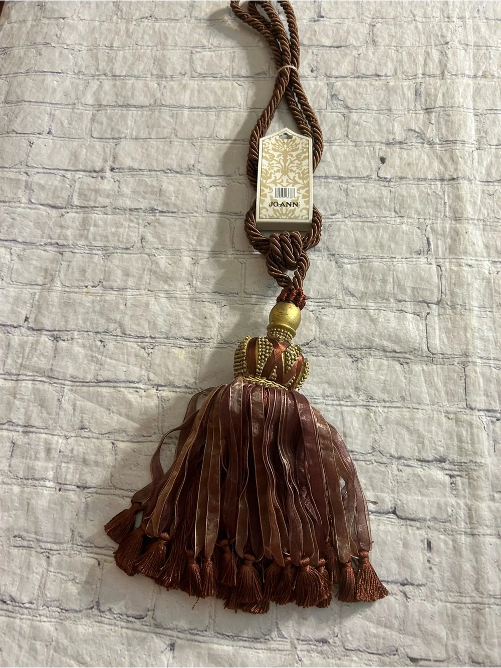 TRIMLAND CAVALIER TASSEL TIE BACK COPPER GOLD BROWN BRAIDED CORD (1) ELEGANT